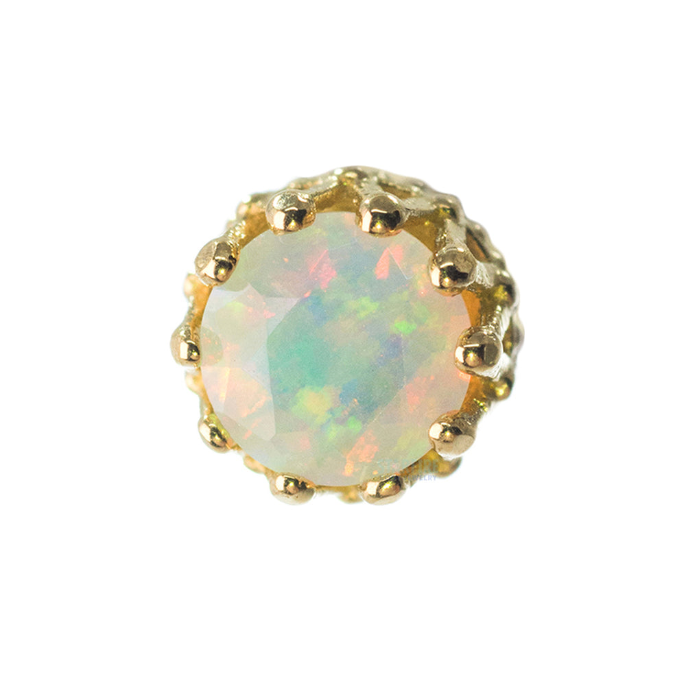 4mm "King" Crown Threaded End in Gold with Brilliant-Cut Gem