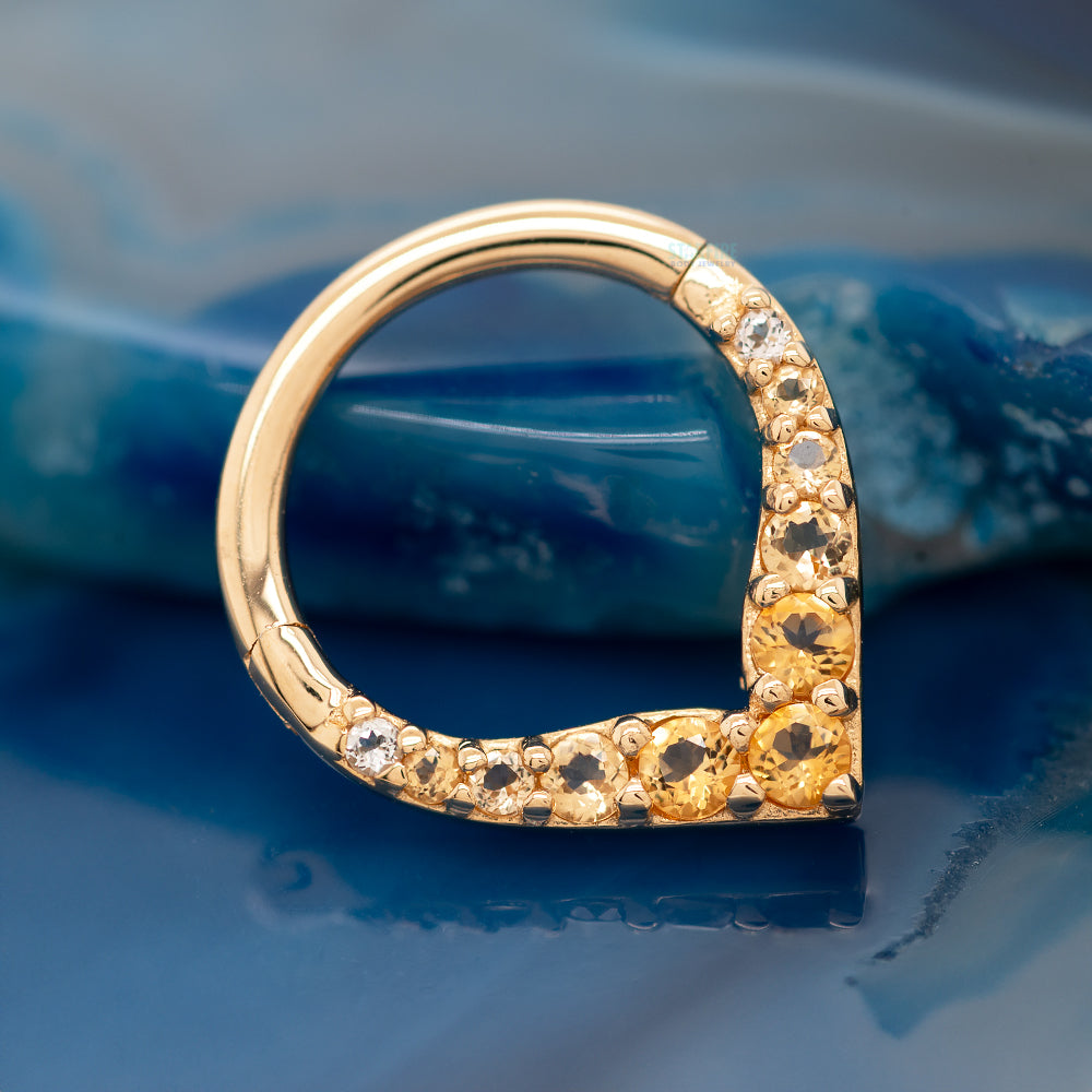 "Rise & Shine" Hinge Ring / Clicker in Gold with Ombre Citrine