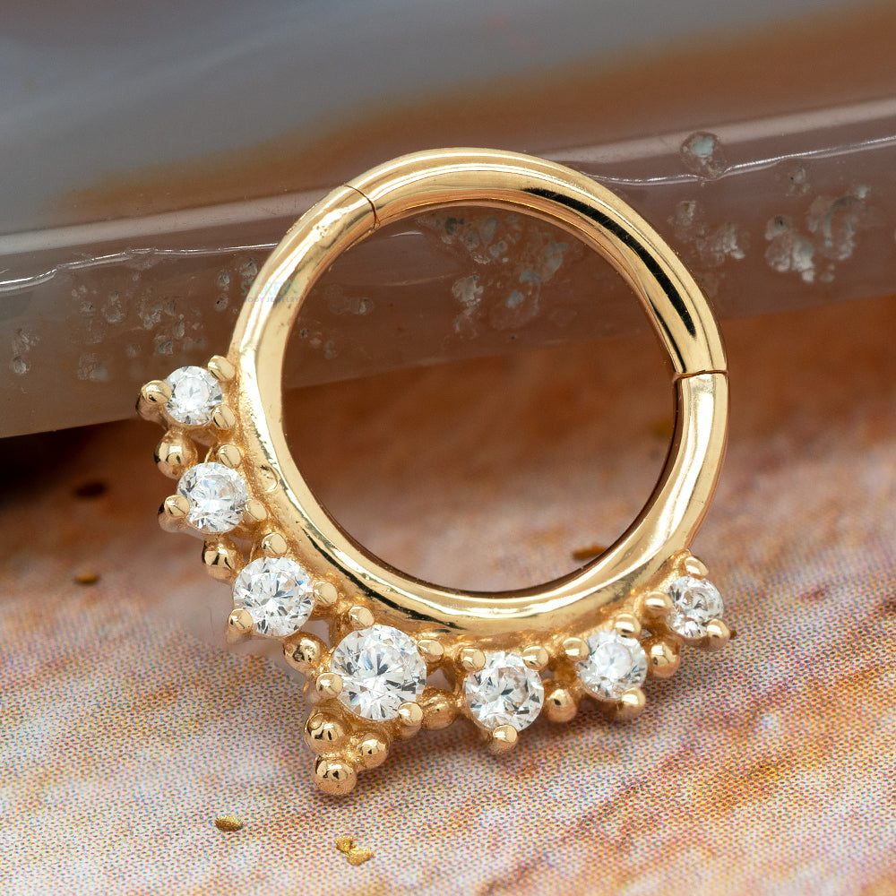 "Lala" Hinge Ring / Clicker in Gold with CZ's