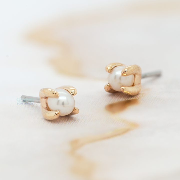 threadless: Prong-Set Pearl End in Gold