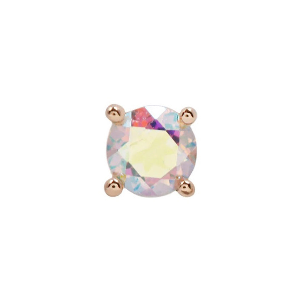 threadless Prong Set Mercury Mist Topaz End in Gold
