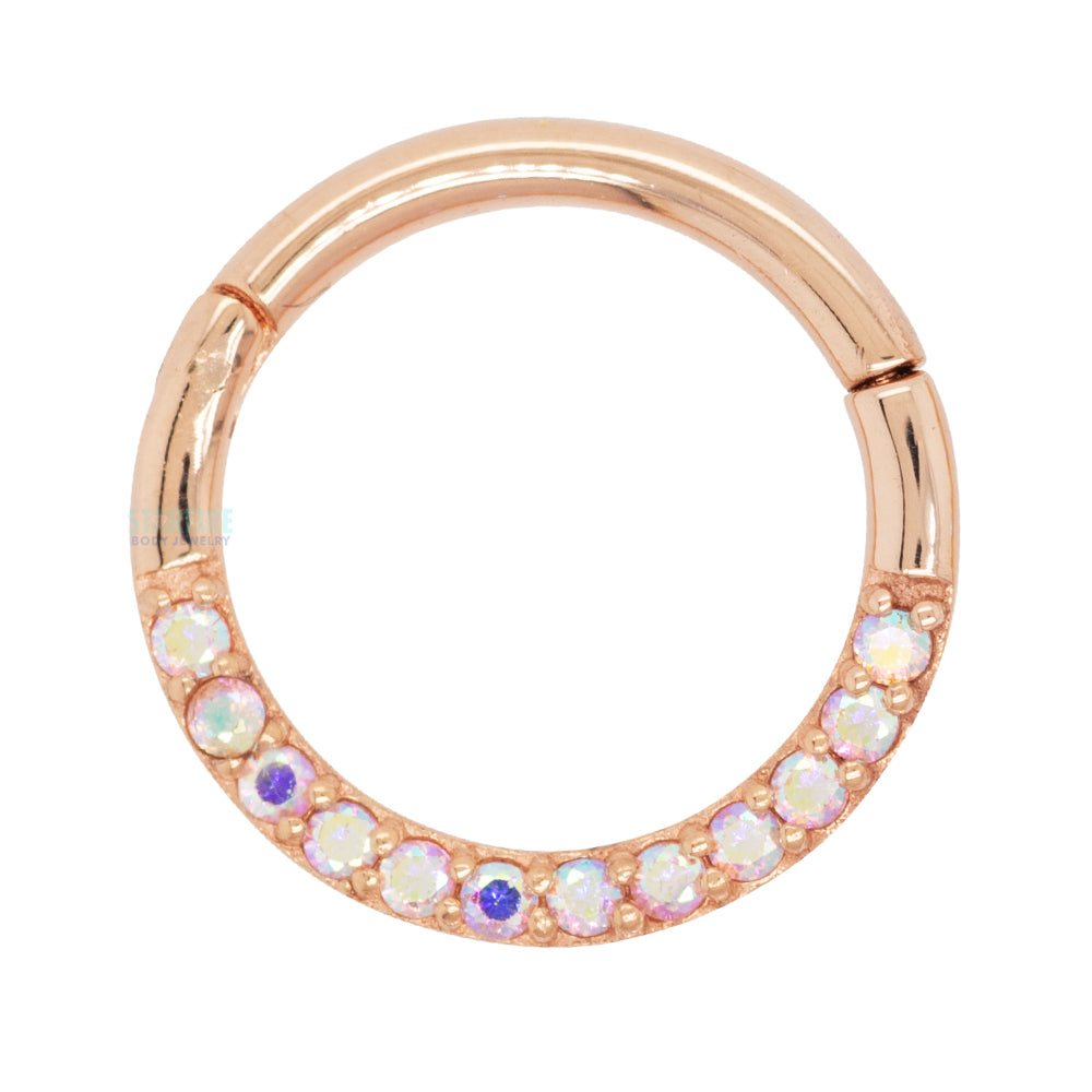 "Dia" Hinge Ring / Clicker in Gold with Mercury Mist Topaz