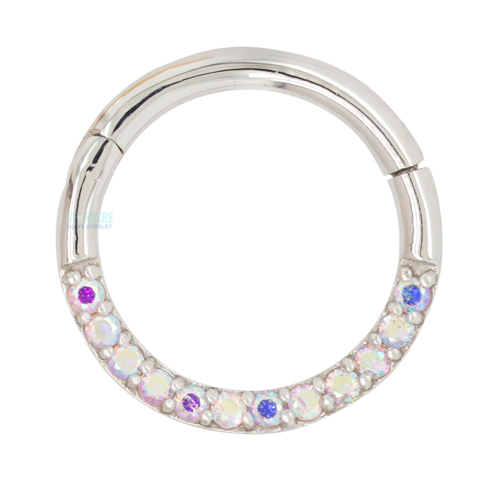 "Dia" Hinge Ring / Clicker in Gold with Mercury Mist Topaz