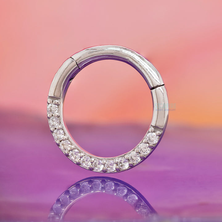 "Dia" Hinge Ring / Clicker in Gold with CZ's