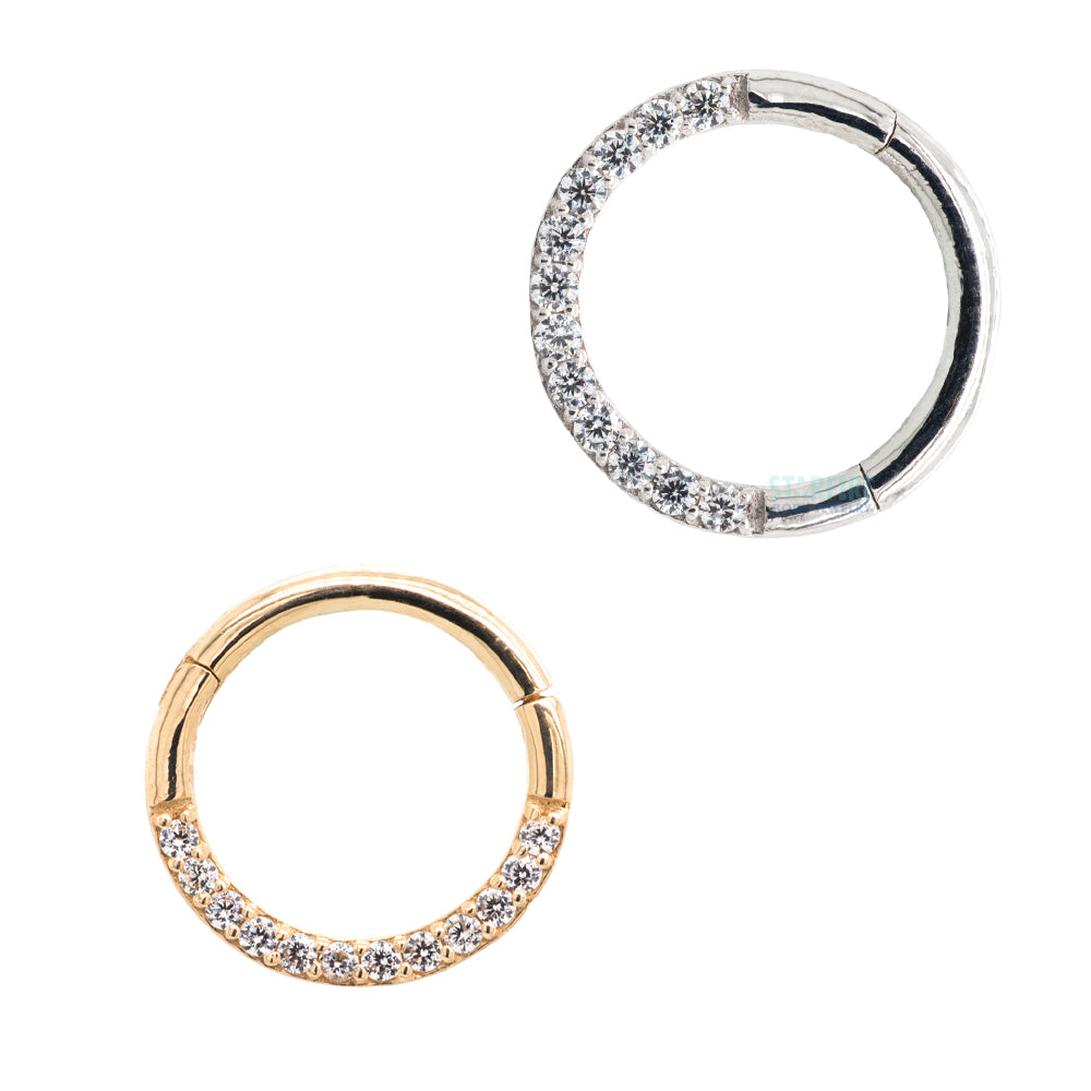 "Dia" Hinge Ring / Clicker in Gold with CZ's
