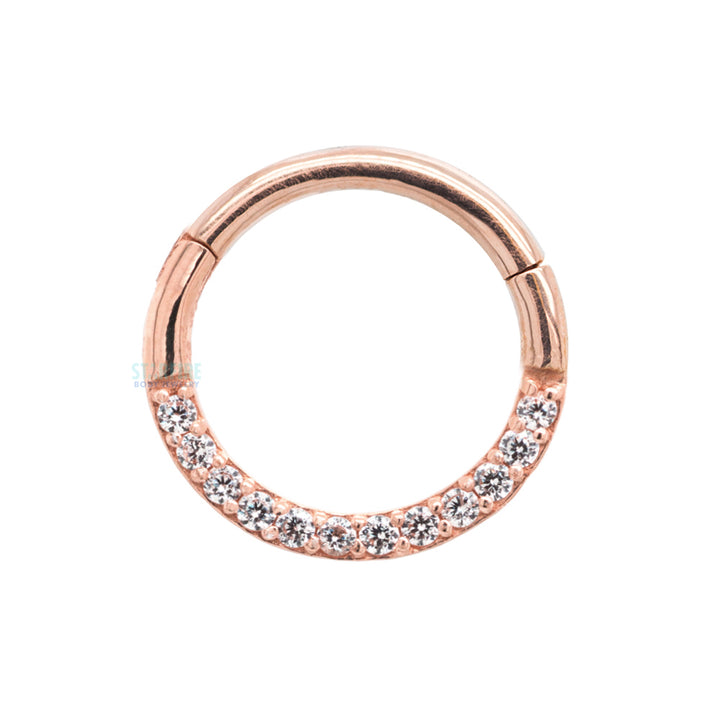 "Dia" Hinge Ring / Clicker in Gold with CZ's
