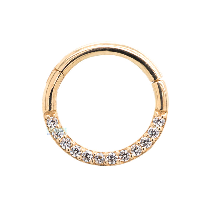 "Dia" Hinge Ring / Clicker in Gold with CZ's