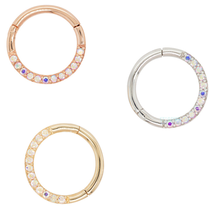 "Dia" Hinge Ring / Clicker in Gold with Mercury Mist Topaz