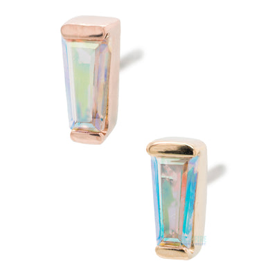 threadless: Tapered Baguette End in Gold with Mercury Mist Topaz