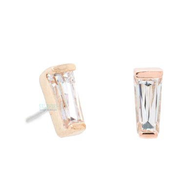 threadless: Tapered Baguette End in Gold with White CZ