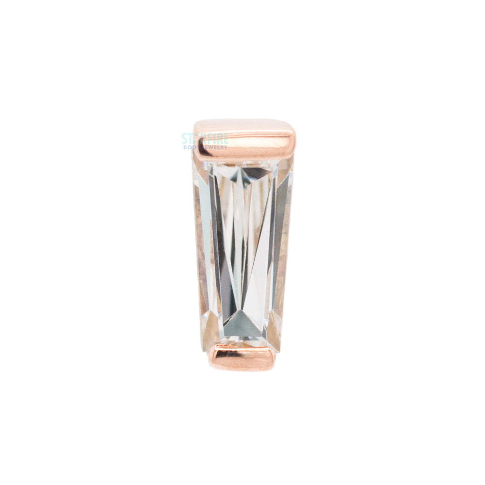 threadless: Tapered Baguette End in Gold with White CZ