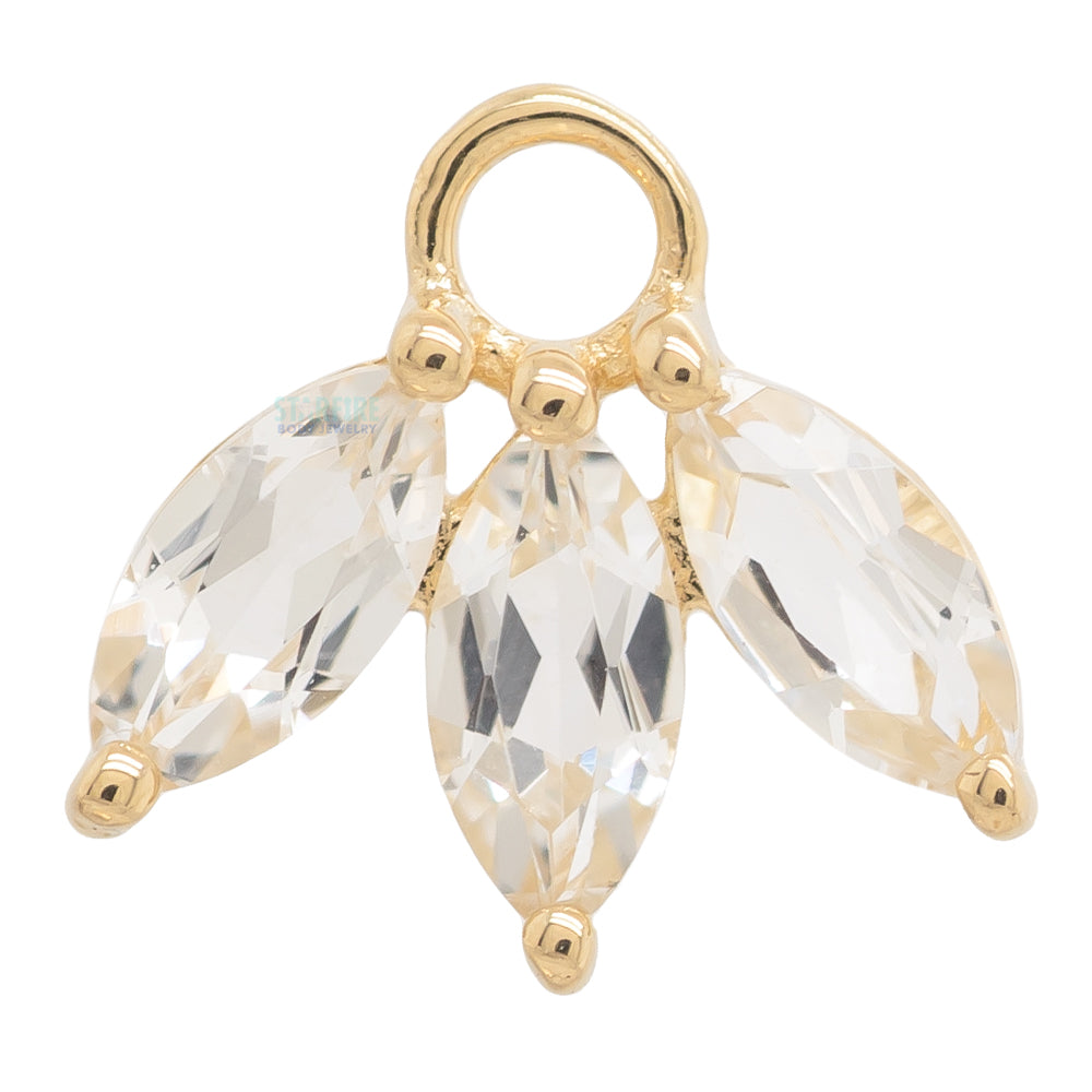 "Moet" Charm in Gold with White Topaz
