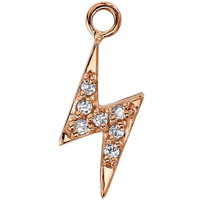 Micro Pave Lightning Bolt Charm in Gold with DIAMONDS