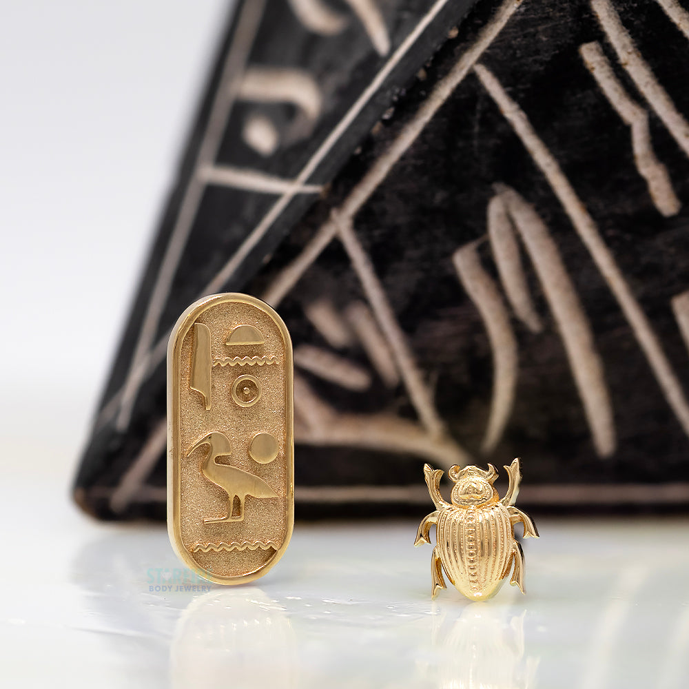 "Scarab Beetle" Threaded End in Gold & Platinum