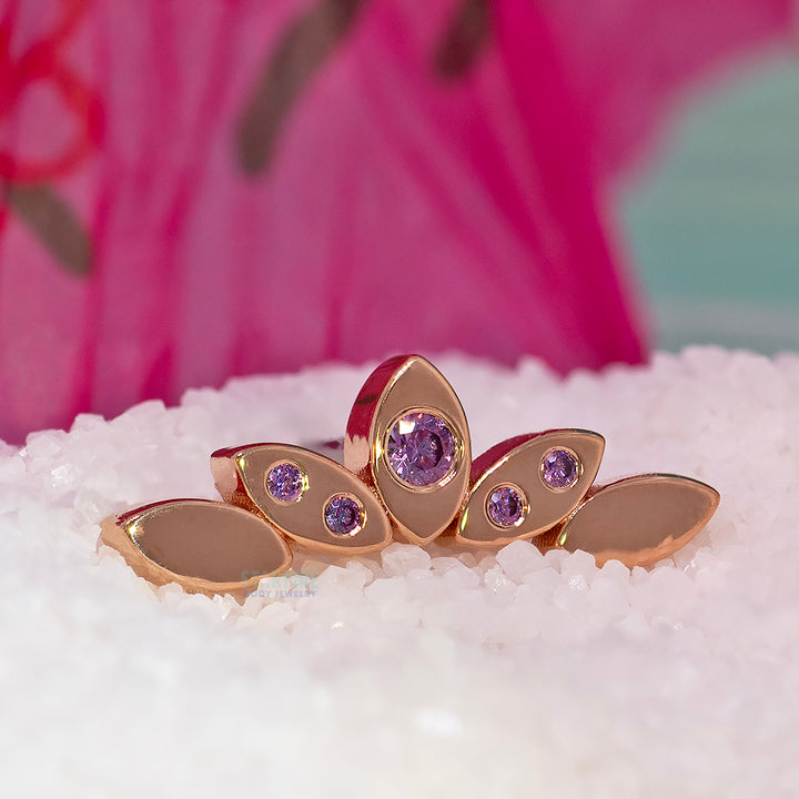 "Honolulu Serenity" Threaded End in Gold & Platinum Purple CZ's