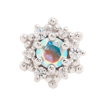 "Hannah" Nostril Screw in Gold with Mercury Mist Topaz & White CZ's