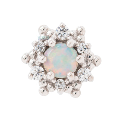 "Hannah" Threaded End in Gold with Genuine White Opal & White CZ's