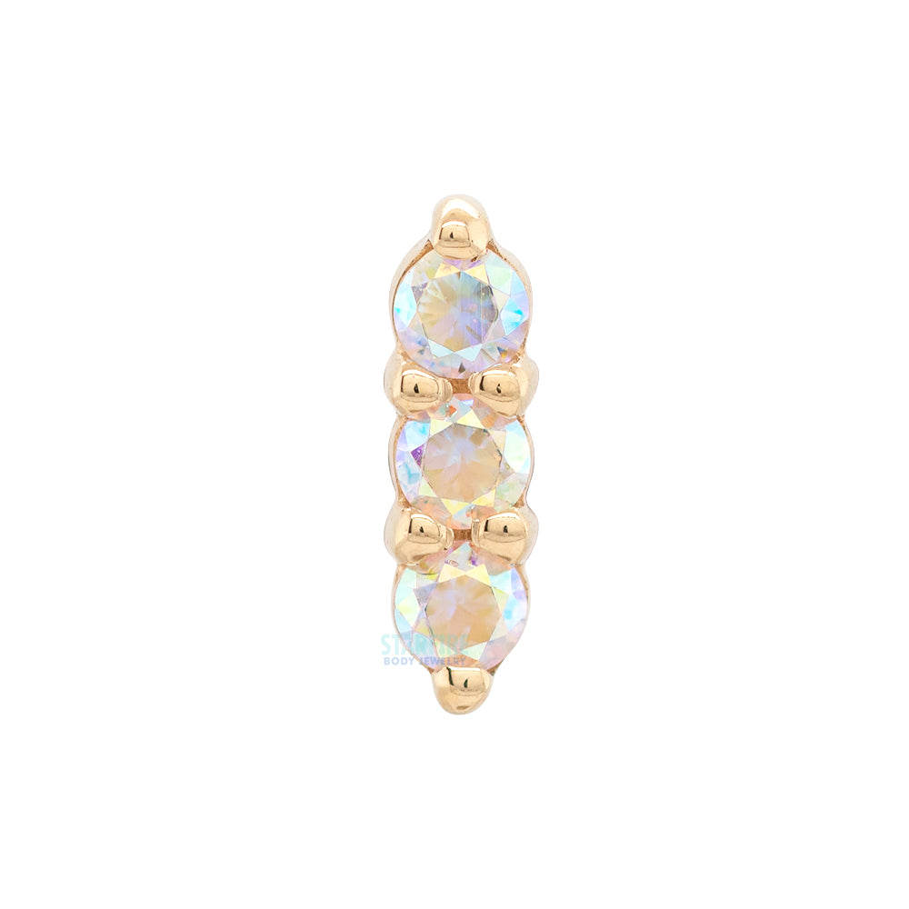 Linear Tri Prong Threaded End in Gold with Mercury Mist Topaz'