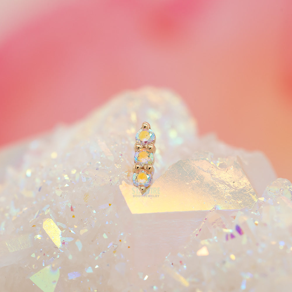 Linear Tri Prong Threaded End in Gold with Mercury Mist Topaz'