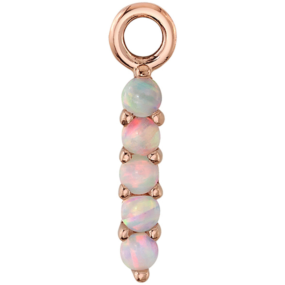 Linear Five Prong Charm in Gold with White Opals
