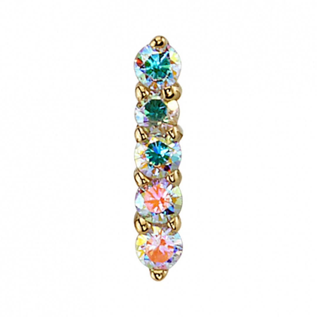 Linear Five Prong Threaded End in Gold with Mercury Mist Topaz'