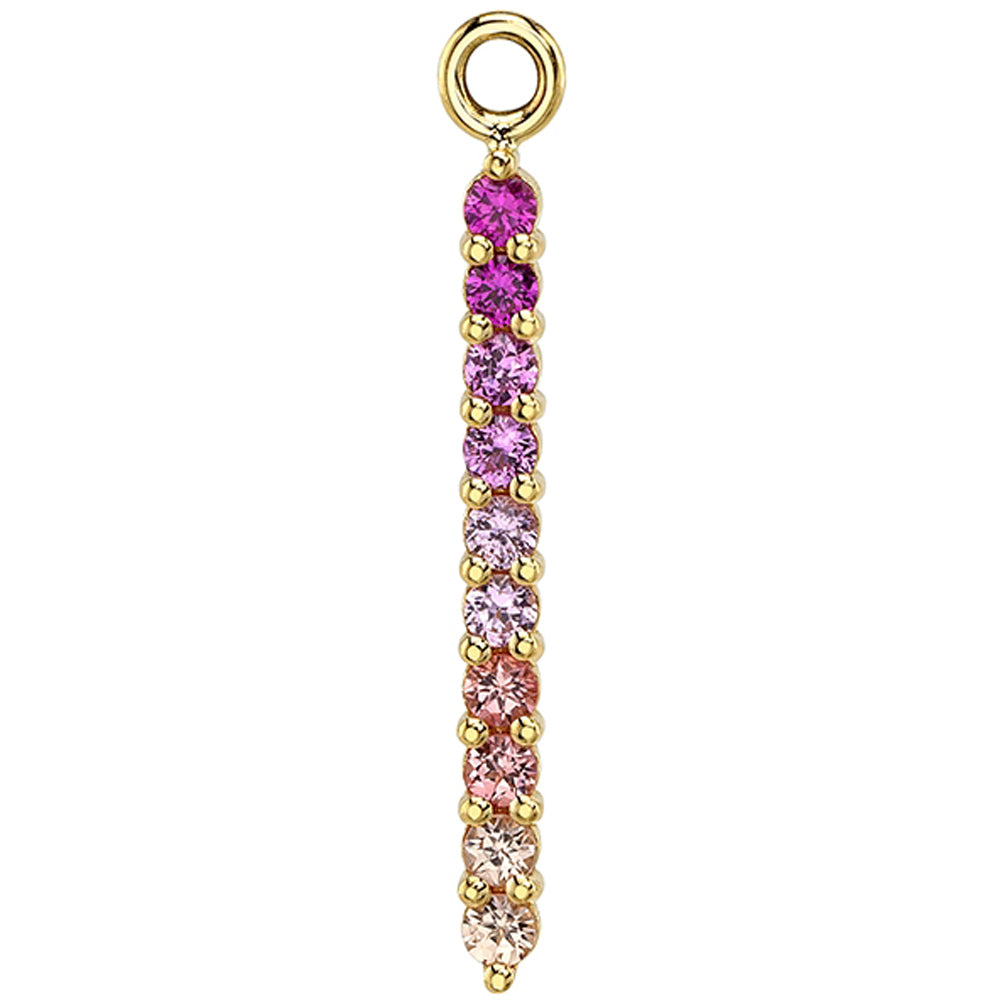 Linear Ten Prong Charm in Gold with Pink Gradient Genuine Gemstones