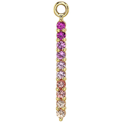 Linear Ten Prong Charm in Gold with Pink Gradient Genuine Gemstones