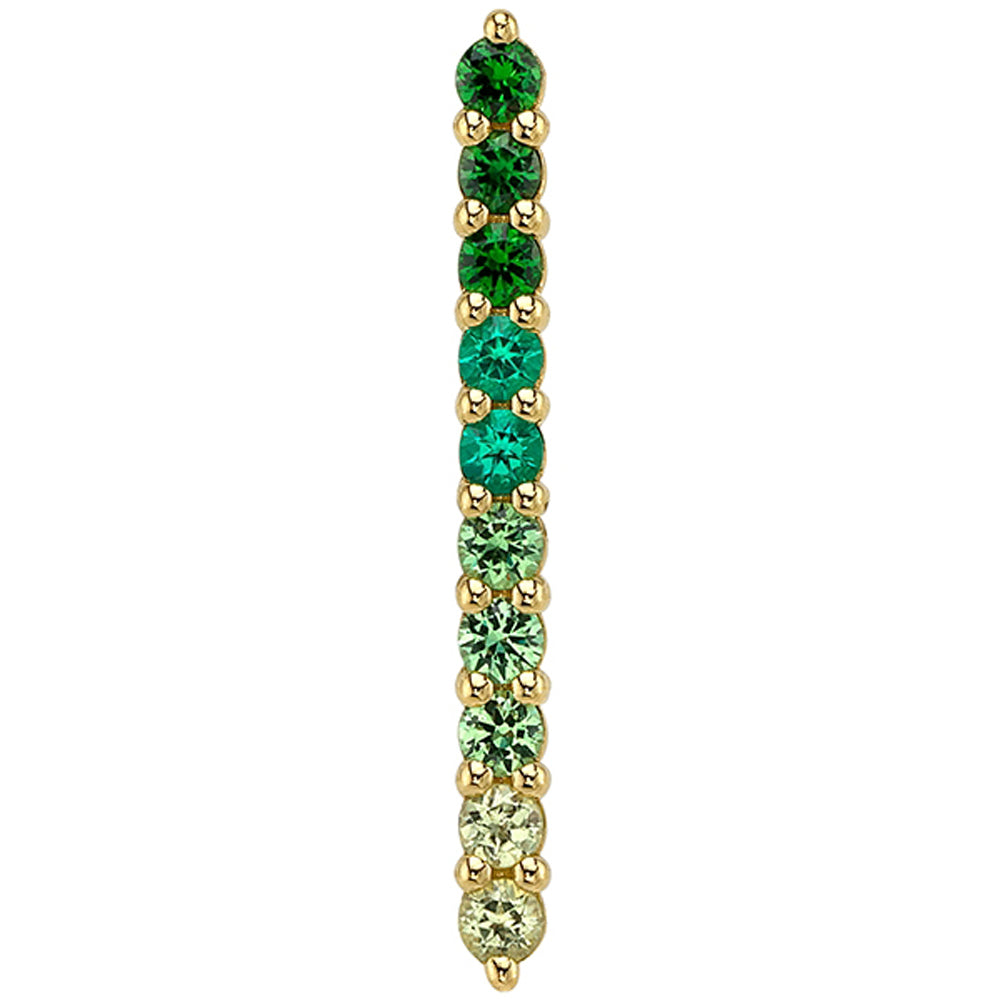 Linear Ten Prong Threaded End in Gold with Green Ombre Genuine Gemstones