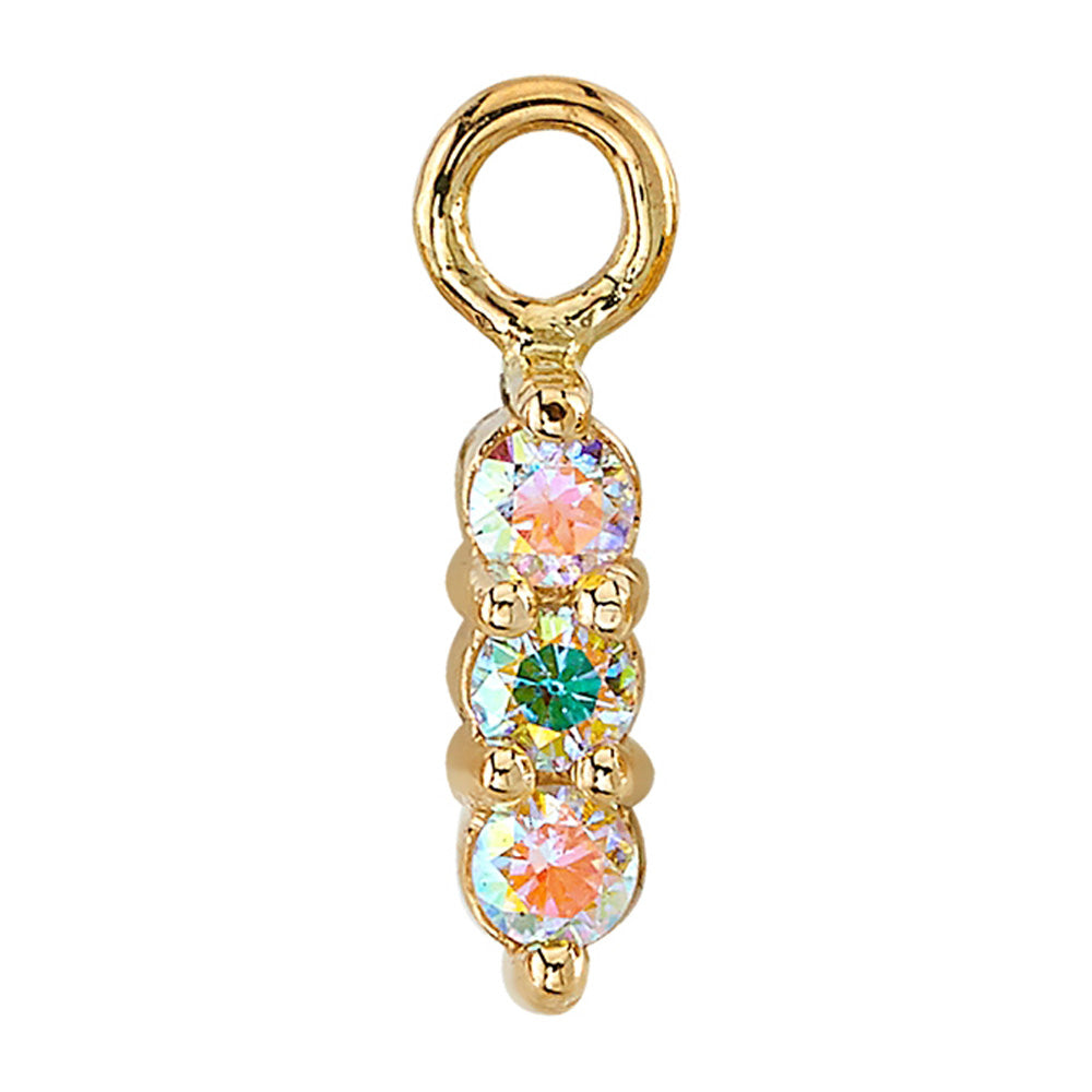 Linear Tri Prong Charm in Gold with Mercury Mist Topaz'