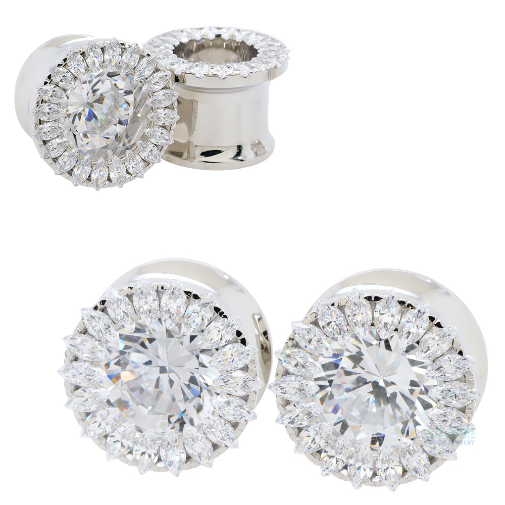 Super Marquise Plugs ( Eyelets ) with Brilliant-Cut Gems - Cubic Zirconia