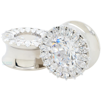 Super Marquise Plugs ( Eyelets ) with Brilliant-Cut Gems - Cubic Zirconia