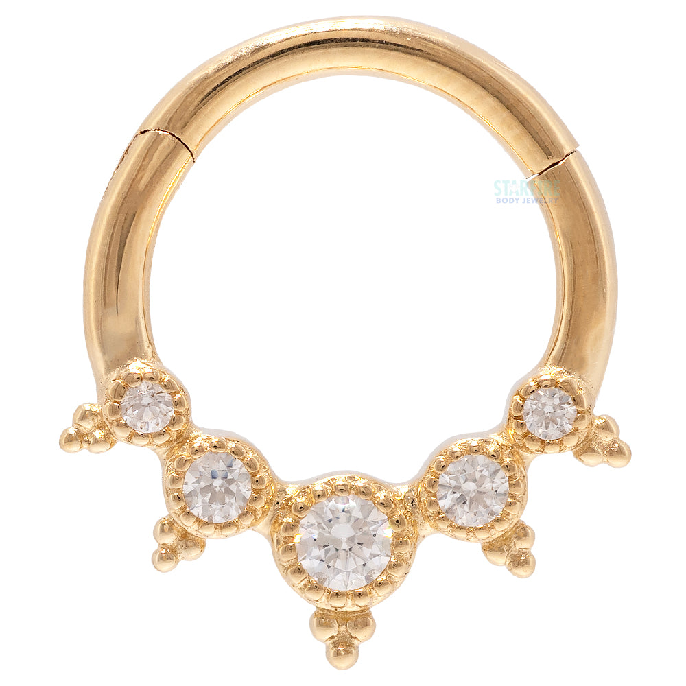 "Simone" Hinge Ring / Clicker in Gold with CZ's