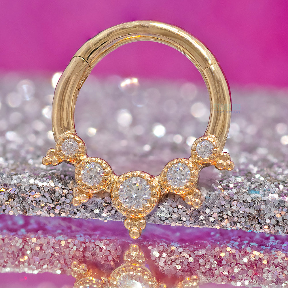 "Simone" Hinge Ring / Clicker in Gold with CZ's