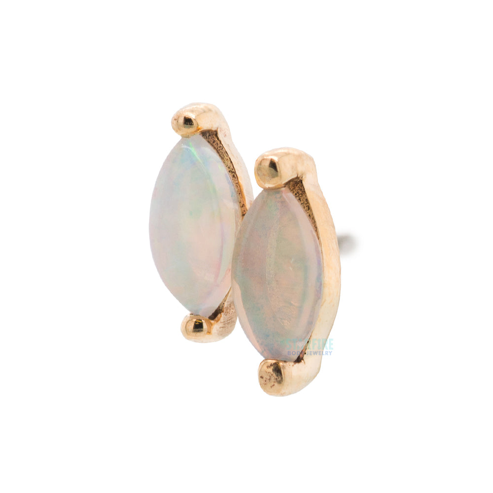 threadless: "Double Zuri" End in Gold with Marquise Genuine Opal