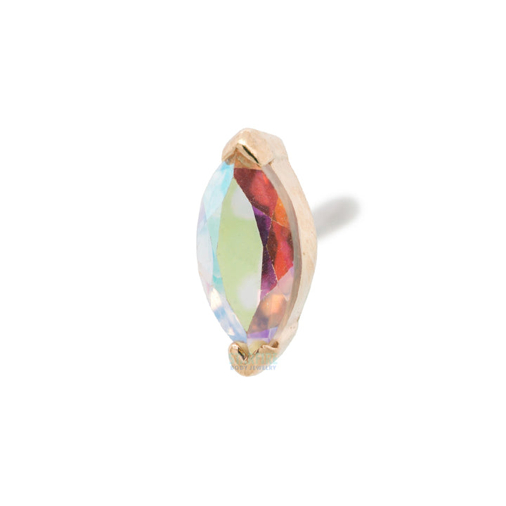 threadless: "Zuri" End in Gold with Marquise Mercury Mist Topaz