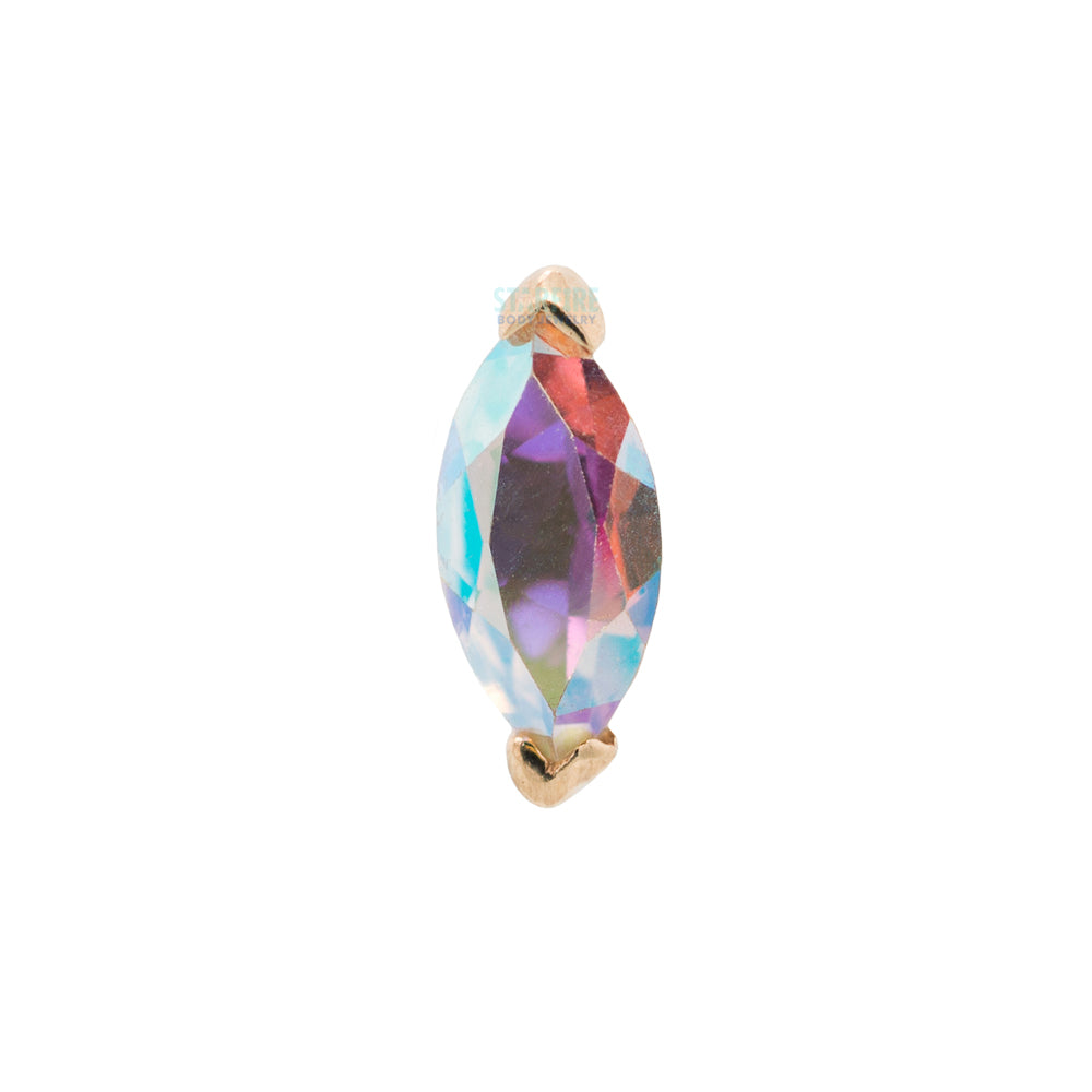 threadless: "Zuri" End in Gold with Marquise Mercury Mist Topaz