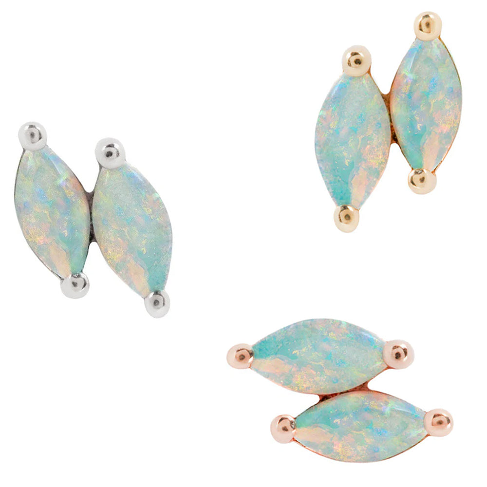 threadless: "Double Zuri" End in Gold with Marquise Genuine Opal