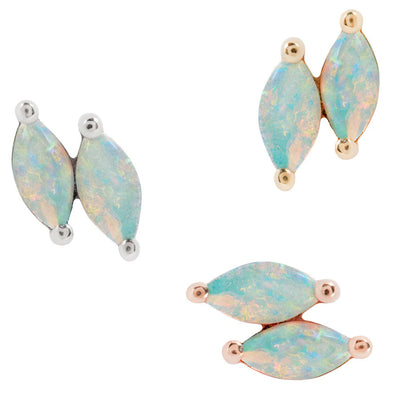 threadless: "Double Zuri" End in Gold with Marquise Genuine Opal
