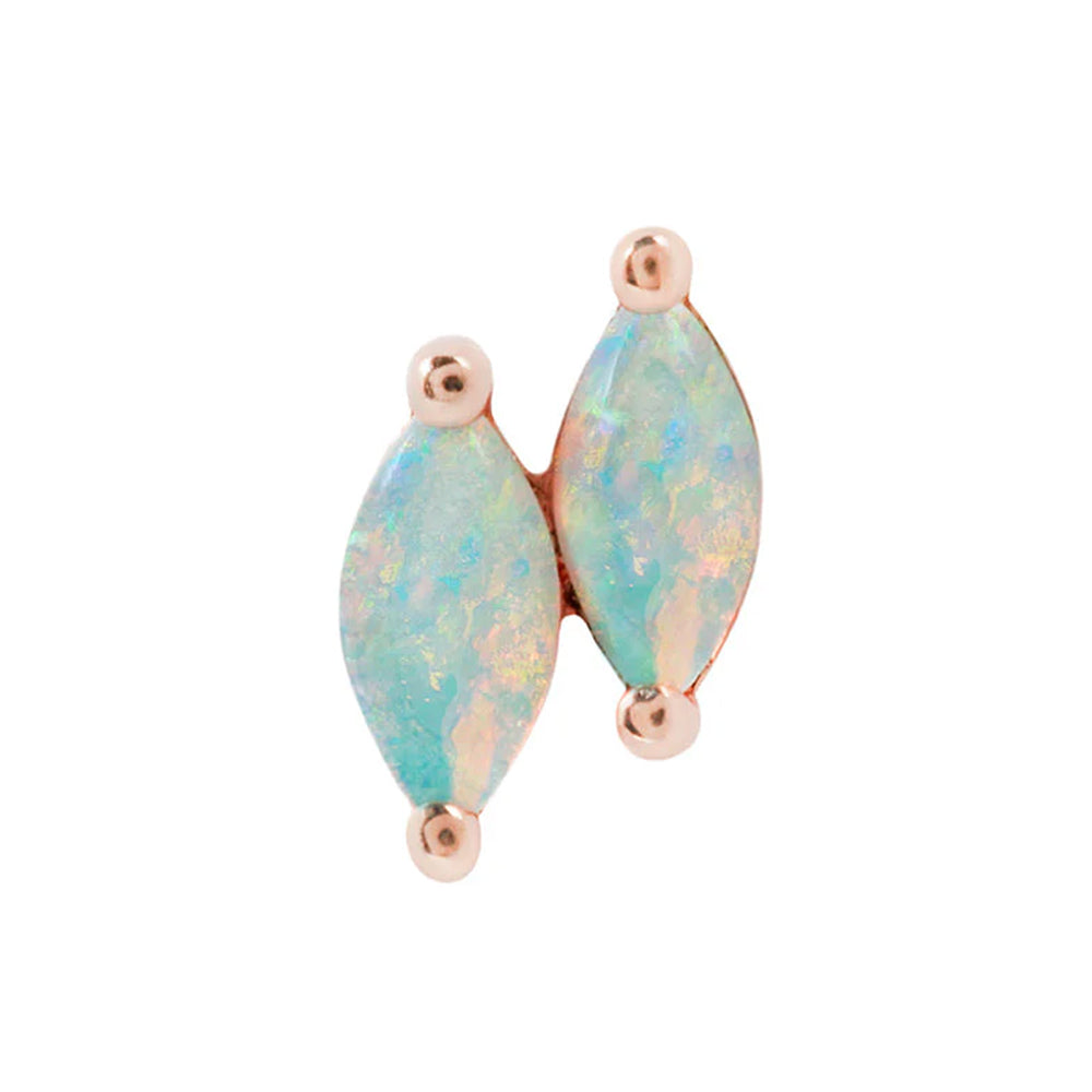 threadless: "Double Zuri" End in Gold with Marquise Genuine Opal