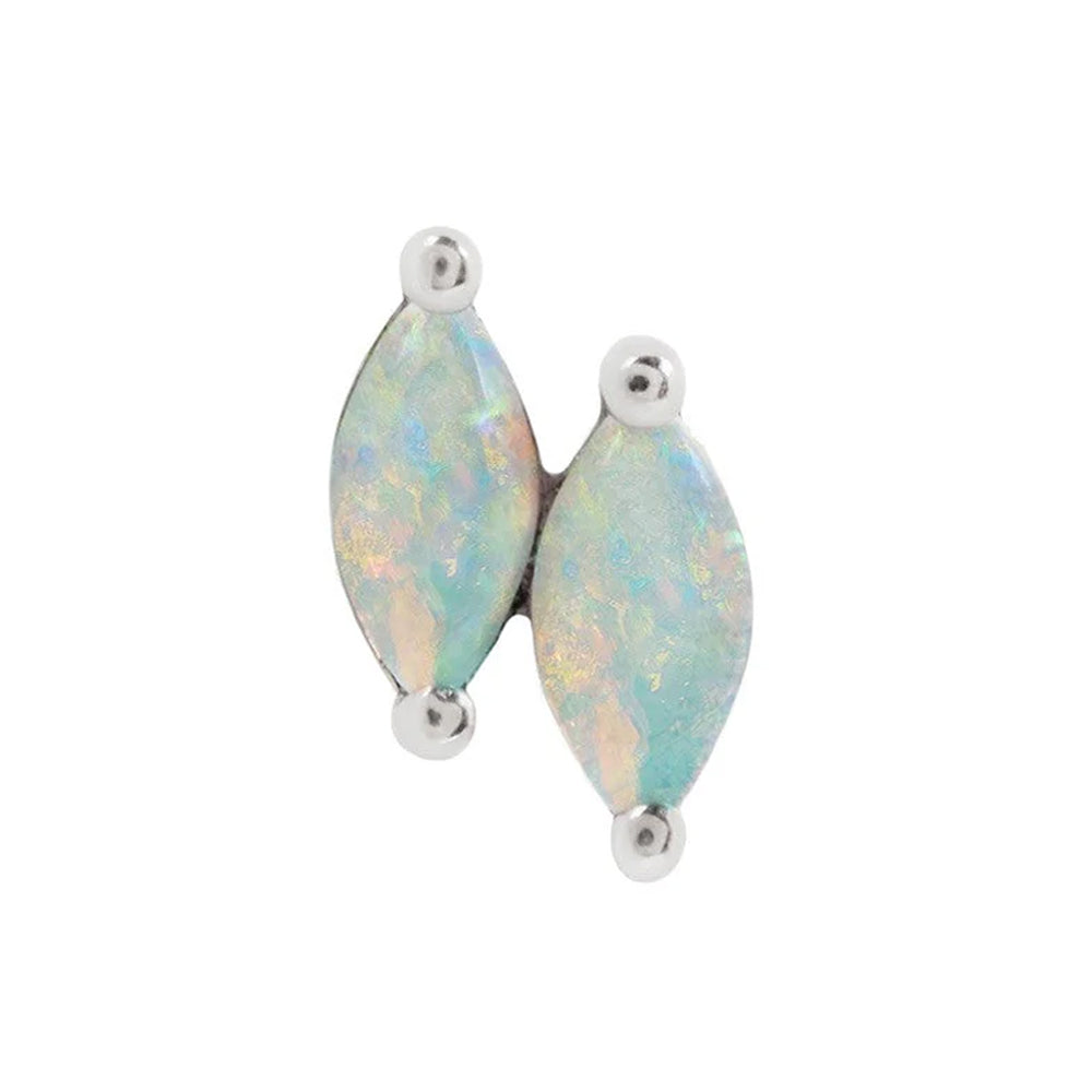 threadless: "Double Zuri" End in Gold with Marquise Genuine Opal