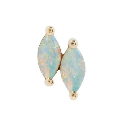 threadless: "Double Zuri" End in Gold with Marquise Genuine Opal