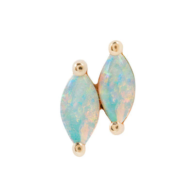 threadless: "Double Zuri" End in Gold with Marquise Genuine Opal