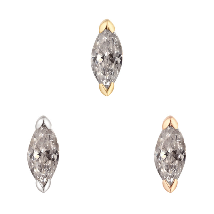 threadless: "Zuri" End in Gold with Marquise Grey Diamond