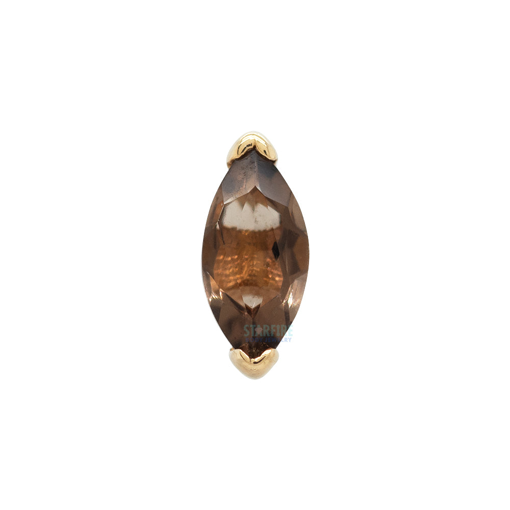 threadless: "Zuri" End in Gold with Marquise Smokey Quartz