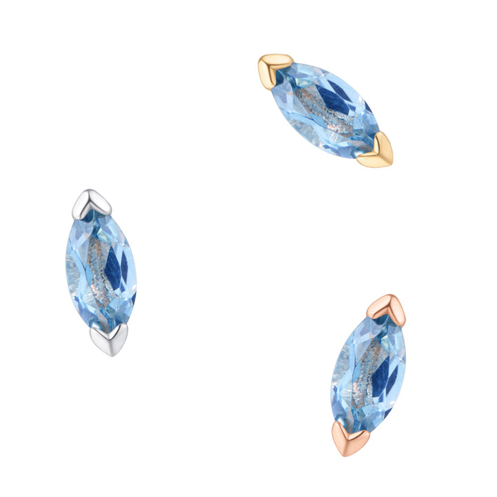 threadless: "Zuri" End in Gold with Marquise London Blue Topaz