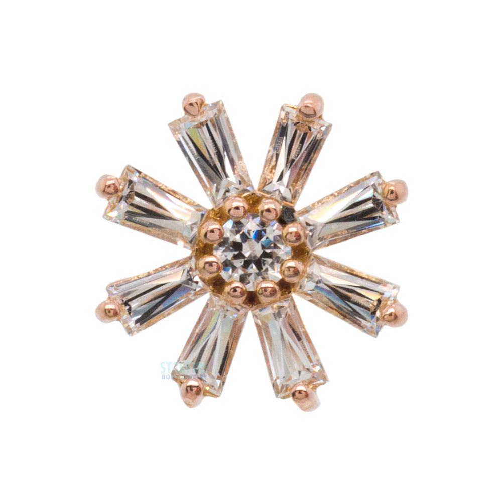 threadless: "Deliah" Baguette Flower End in Gold with CZ's