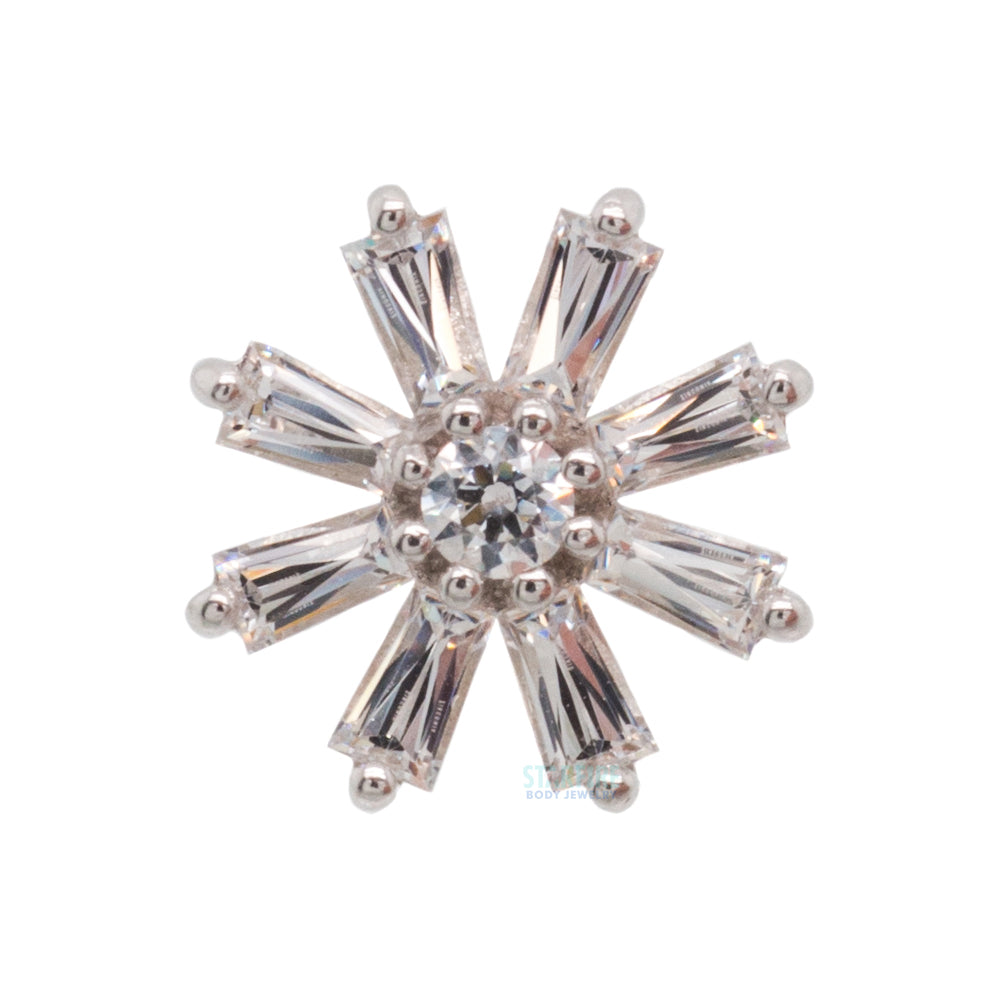 threadless: "Deliah" Baguette Flower End in Gold with CZ's