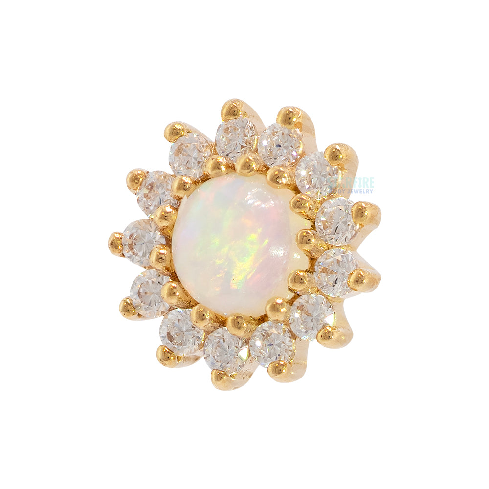 threadless: "Delphine" End in Gold with Genuine Opal & White CZ's