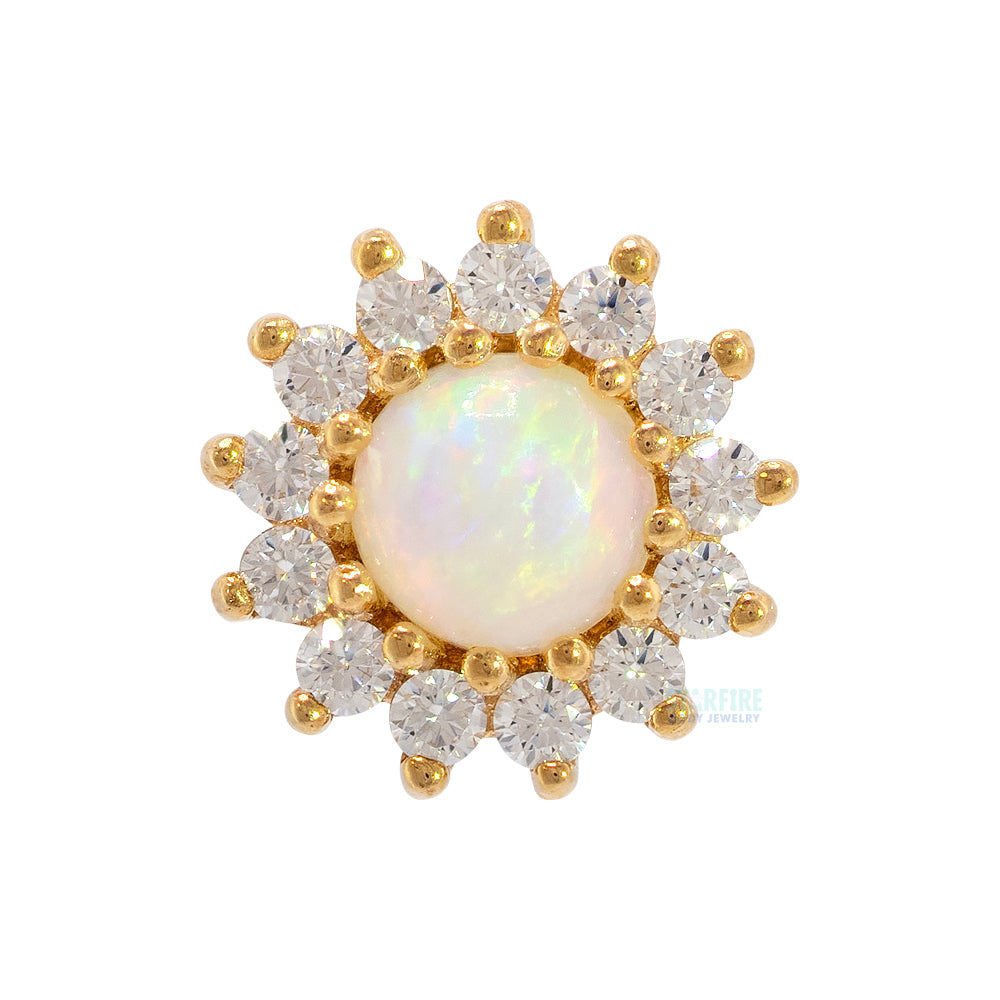 threadless: "Delphine" End in Gold with Genuine Opal & White CZ's