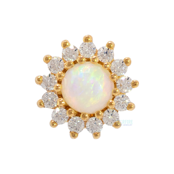 threadless: "Delphine" End in Gold with Genuine Opal & White CZ's